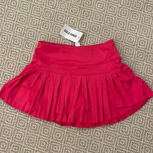 NWT Hot Pink Pleated Tennis Skirt Gold Hinge